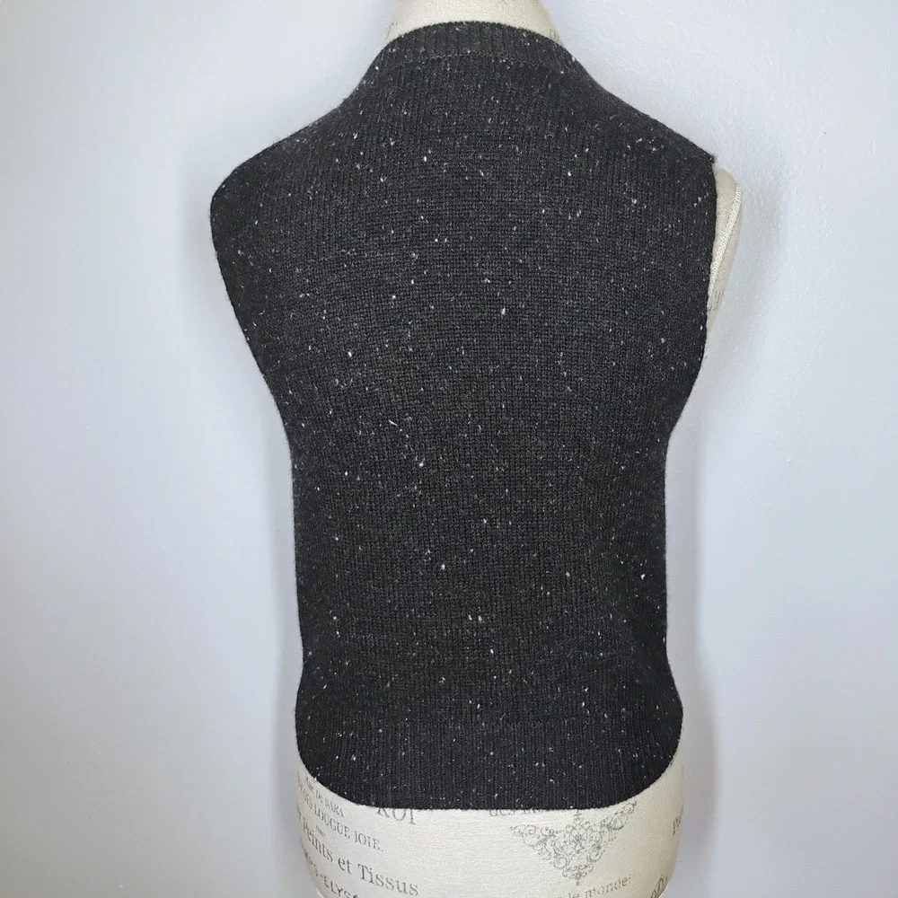 Theory Shrunken Wool Cashmere Donegal Sweater Vest Womens XS Speckle Knit V Neck